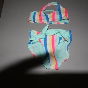 Multi Color Striped 2 Pcs Justice Bikini Swimsuit Size 7